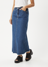 AFENDS Womens Chichi - Denim Midi Skirt - Authentic Blue - Afends womens chichi   denim midi skirt   authentic blue 