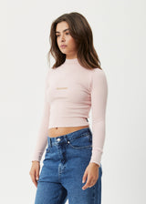 AFENDS Womens Daze Iconic - Rib Long Sleeve Top - Lotus - Afends womens daze iconic   rib long sleeve top   lotus