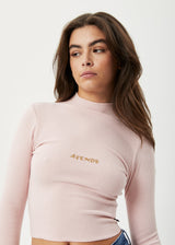 AFENDS Womens Daze Iconic - Rib Long Sleeve Top - Lotus - Afends womens daze iconic   rib long sleeve top   lotus