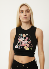 AFENDS Womens Josie Dalston - Graphic Tank - Black - Afends womens josie dalston   graphic tank   black 
