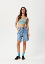 AFENDS Womens Adi - Rib Sleeveless Top - Blue Stripe - Afends womens adi   rib sleeveless top   blue stripe