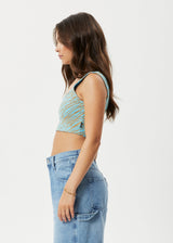 AFENDS Womens Adi - Rib Sleeveless Top - Blue Stripe - Afends womens adi   rib sleeveless top   blue stripe