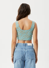AFENDS Womens Adi - Rib Sleeveless Top - Blue Stripe - Afends womens adi   rib sleeveless top   blue stripe
