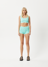 AFENDS Womens Benny - Rib Cropped Singlet - Jade Daisy - Afends womens benny   rib cropped singlet   jade daisy