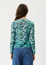 AFENDS Womens Liquid - Sheer Long Sleeve Top - Jade Floral - Afends womens liquid   sheer long sleeve top   jade floral 