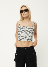AFENDS Womens Linger - Corset Top - Black Floral - Afends womens linger   corset top   black floral 