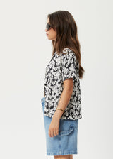 AFENDS Womens Benny - Short Sleeve Shirt - Black Daisy - Afends womens benny   short sleeve shirt   black daisy 