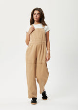 AFENDS Womens Sleepy Hollow Louis - Twill Baggy Overall - Tan - Afends womens sleepy hollow louis   twill baggy overall   tan
