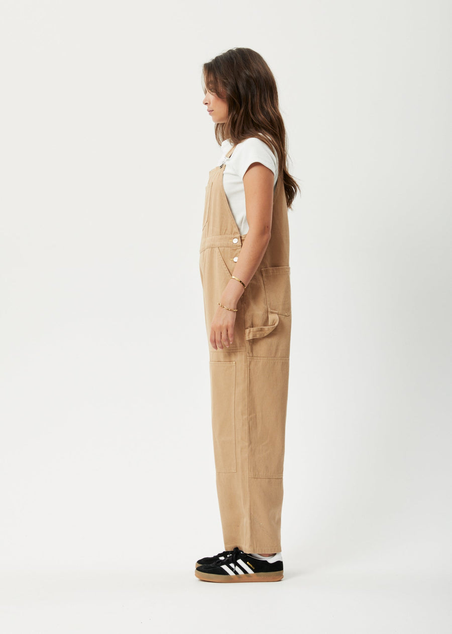 AFENDS Womens Sleepy Hollow Louis - Twill Baggy Overall - Tan