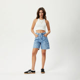 AFENDS Womens Fink Emilie - Denim Workwear Short - Worn Blue Daisy - Afends womens fink emilie   denim workwear short   worn blue daisy w231303 wbd 28