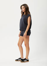 AFENDS Womens Solace - Knit Bike Short - Charcoal - Afends womens solace   knit bike short   charcoal