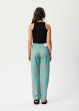 AFENDS Womens Adi Shelby - Wide Leg Pant - Blue Stripe - Afends womens adi shelby   wide leg pant   blue stripe