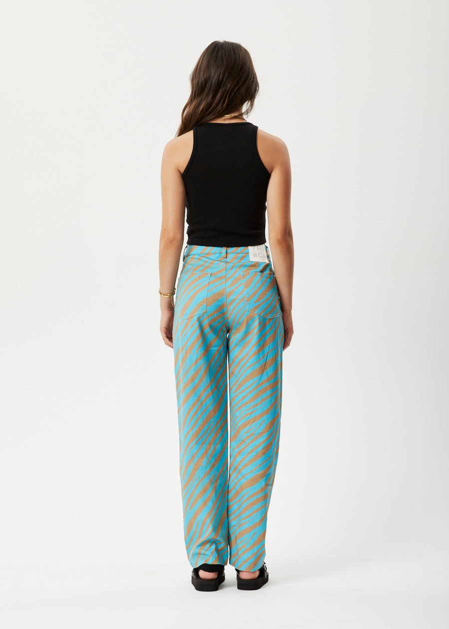 AFENDS Womens Adi Shelby - Wide Leg Pant - Blue Stripe