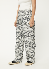AFENDS Womens Linger - Cargo Pant - Black Floral - Afends womens linger   cargo pant   black floral