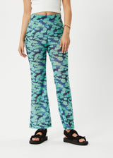 AFENDS Womens Liquid - High Waisted Sheer Pant - Jade Floral - Afends womens liquid   high waisted sheer pant   jade floral