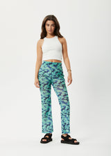 AFENDS Womens Liquid - High Waisted Sheer Pant - Jade Floral - Afends womens liquid   high waisted sheer pant   jade floral
