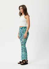 AFENDS Womens Liquid - High Waisted Sheer Pant - Jade Floral - Afends womens liquid   high waisted sheer pant   jade floral