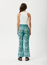 AFENDS Womens Liquid - High Waisted Sheer Pant - Jade Floral - Afends womens liquid   high waisted sheer pant   jade floral