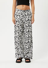 AFENDS Womens Benny Sienna - Wide Leg Pant - Black Daisy - Afends womens benny sienna   wide leg pant   black daisy