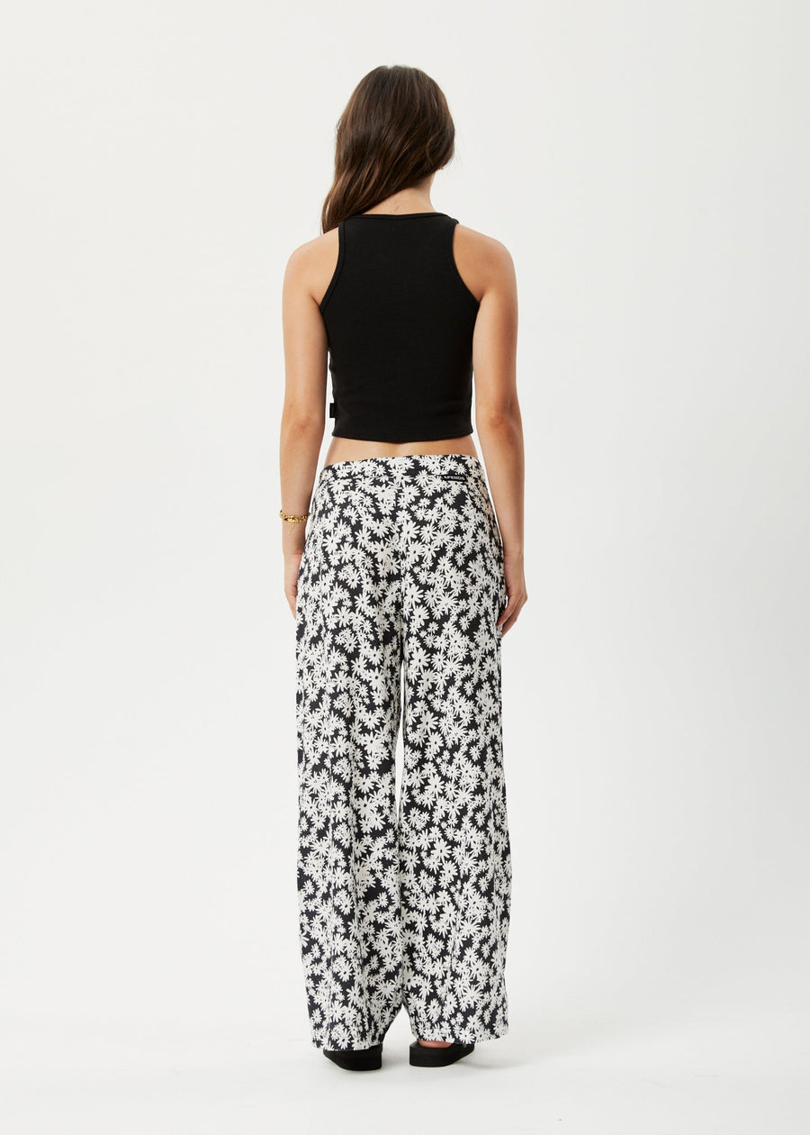 AFENDS Womens Benny Sienna - Wide Leg Pant - Black Daisy