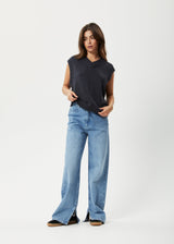 AFENDS Womens Solace - Knit Cropped Vest - Charcoal - Afends womens solace   knit cropped vest   charcoal 