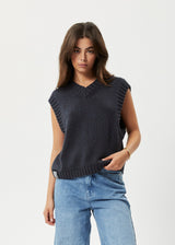 AFENDS Womens Solace - Knit Cropped Vest - Charcoal - Afends womens solace   knit cropped vest   charcoal 