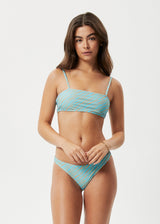 AFENDS Womens Adi - Bikini Top - Blue Stripe - Afends womens adi   bikini top   blue stripe 