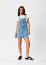 AFENDS Womens Fink - Denim Overall Dress - Worn Blue Daisy - Afends womens fink   denim overall dress   worn blue daisy 