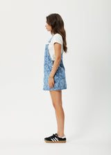 AFENDS Womens Fink - Denim Overall Dress - Worn Blue Daisy - Afends womens fink   denim overall dress   worn blue daisy 