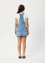 AFENDS Womens Fink - Denim Overall Dress - Worn Blue Daisy - Afends womens fink   denim overall dress   worn blue daisy 