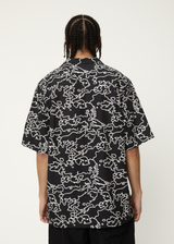 AFENDS Mens Script - Cuban Short Sleeve Shirt - Black Camo - Afends mens script   cuban short sleeve shirt   black camo 