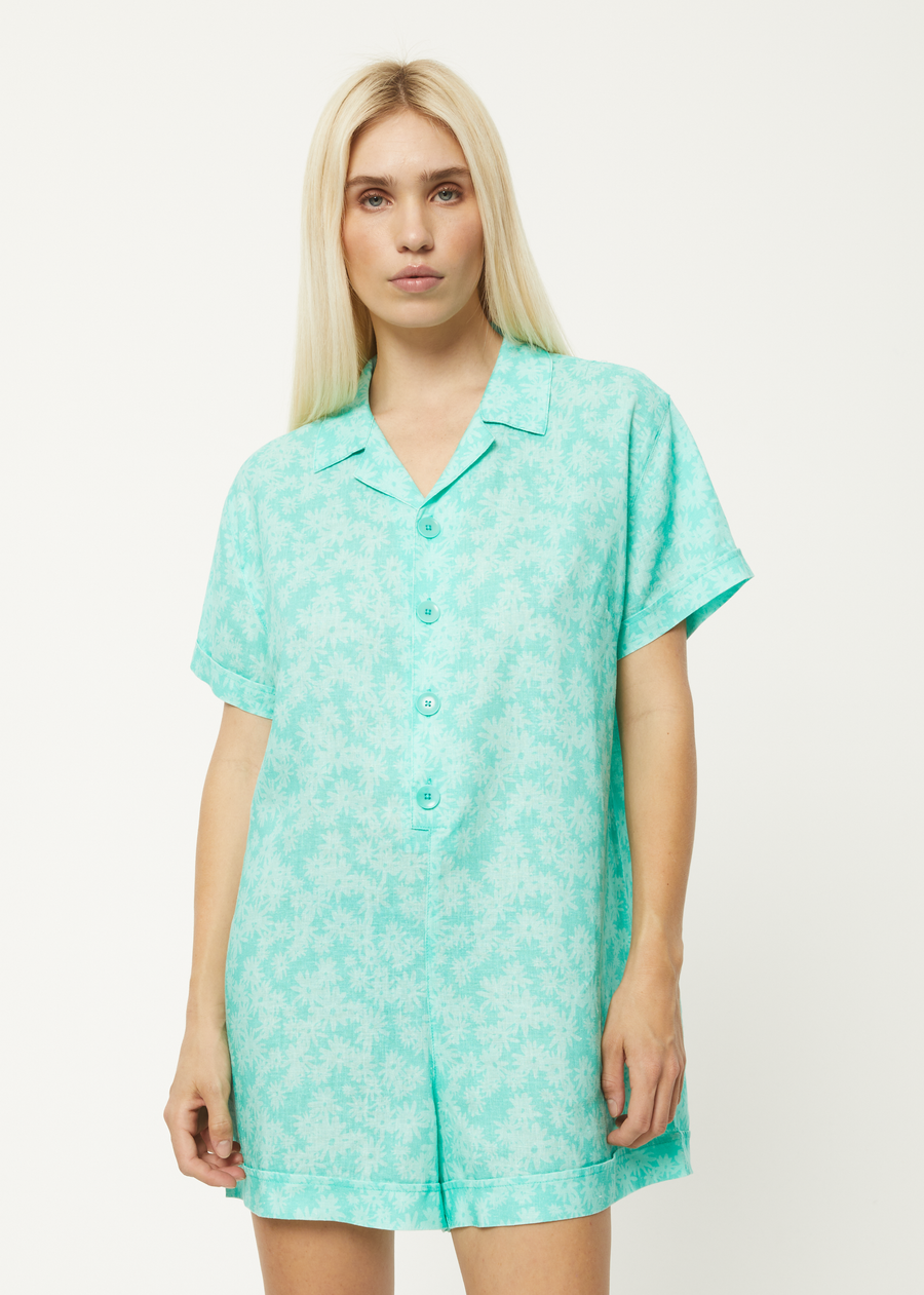 AFENDS Womens Benny Kokomo - Playsuit - Jade Daisy 