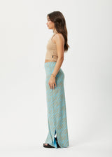 AFENDS Womens Adi - Rib Maxi Skirt - Blue Stripe - Afends womens adi   rib maxi skirt   blue stripe