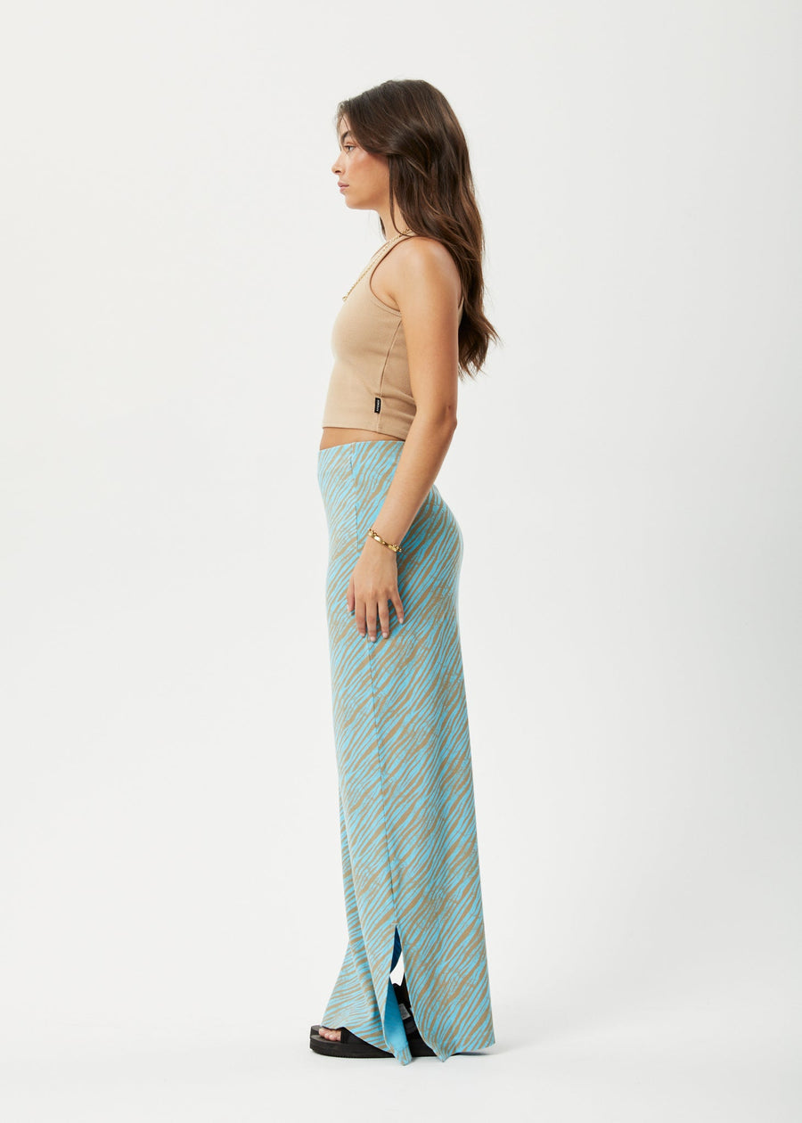 AFENDS Womens Adi - Rib Maxi Skirt - Blue Stripe