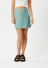 AFENDS Womens Adi - Mini Skirt - Blue Stripe - Afends womens adi   mini skirt   blue stripe 