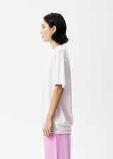 AFENDS Womens Flowers Slay - Oversized Graphic Tee - White - Afends womens flowers slay   oversized graphic tee   white