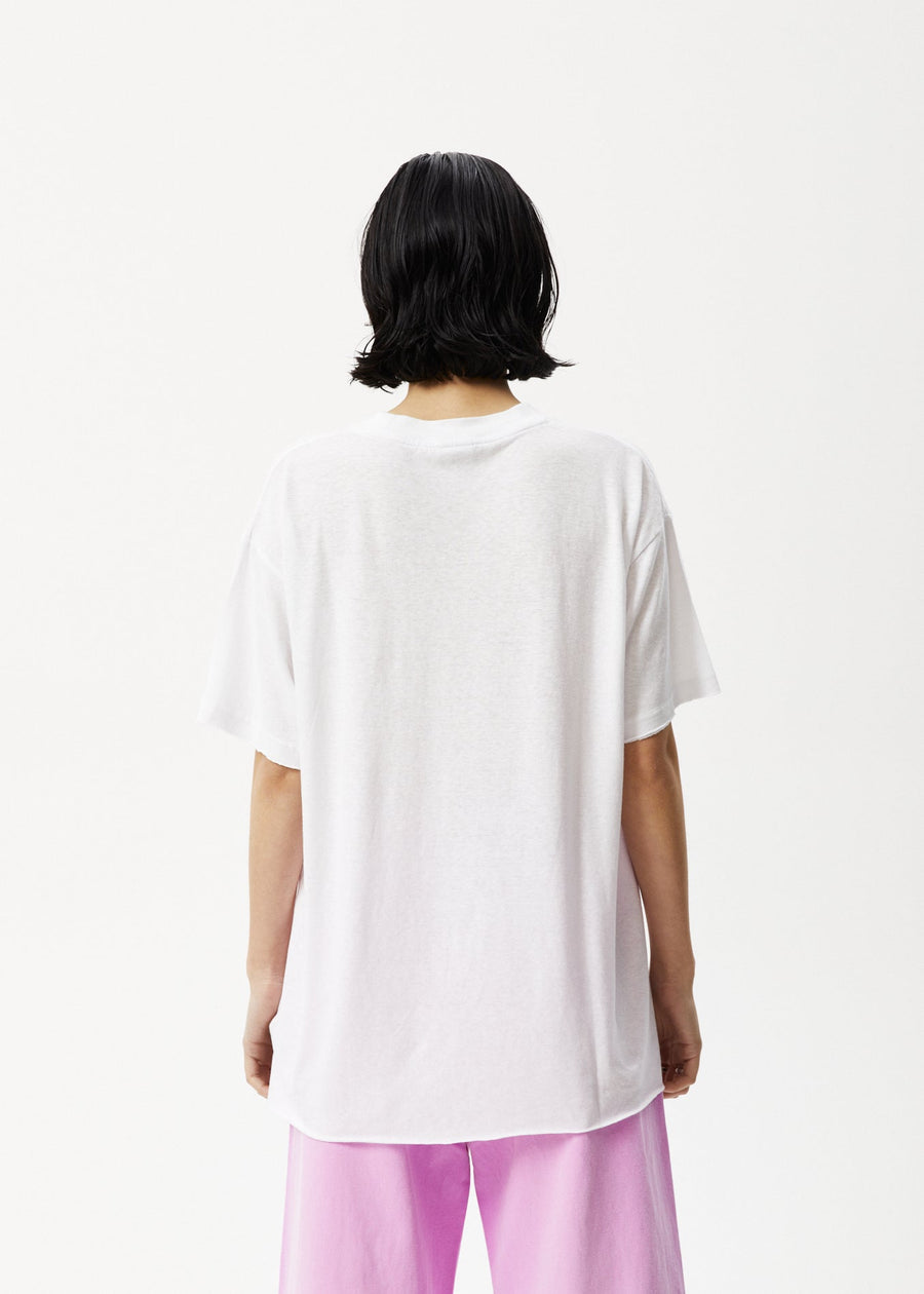 AFENDS Womens Flowers Slay - Oversized Graphic Tee - White