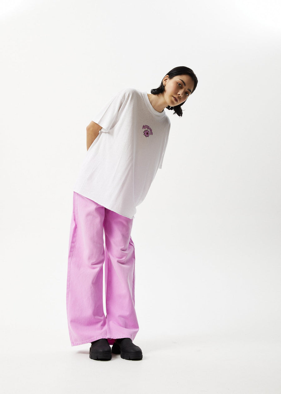 AFENDS Womens Flowers Slay - Oversized Graphic Tee - White