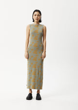 AFENDS Womens Clara - Knit Cut Out Maxi Dress - Olive - Afends womens clara   knit cut out maxi dress   olive 