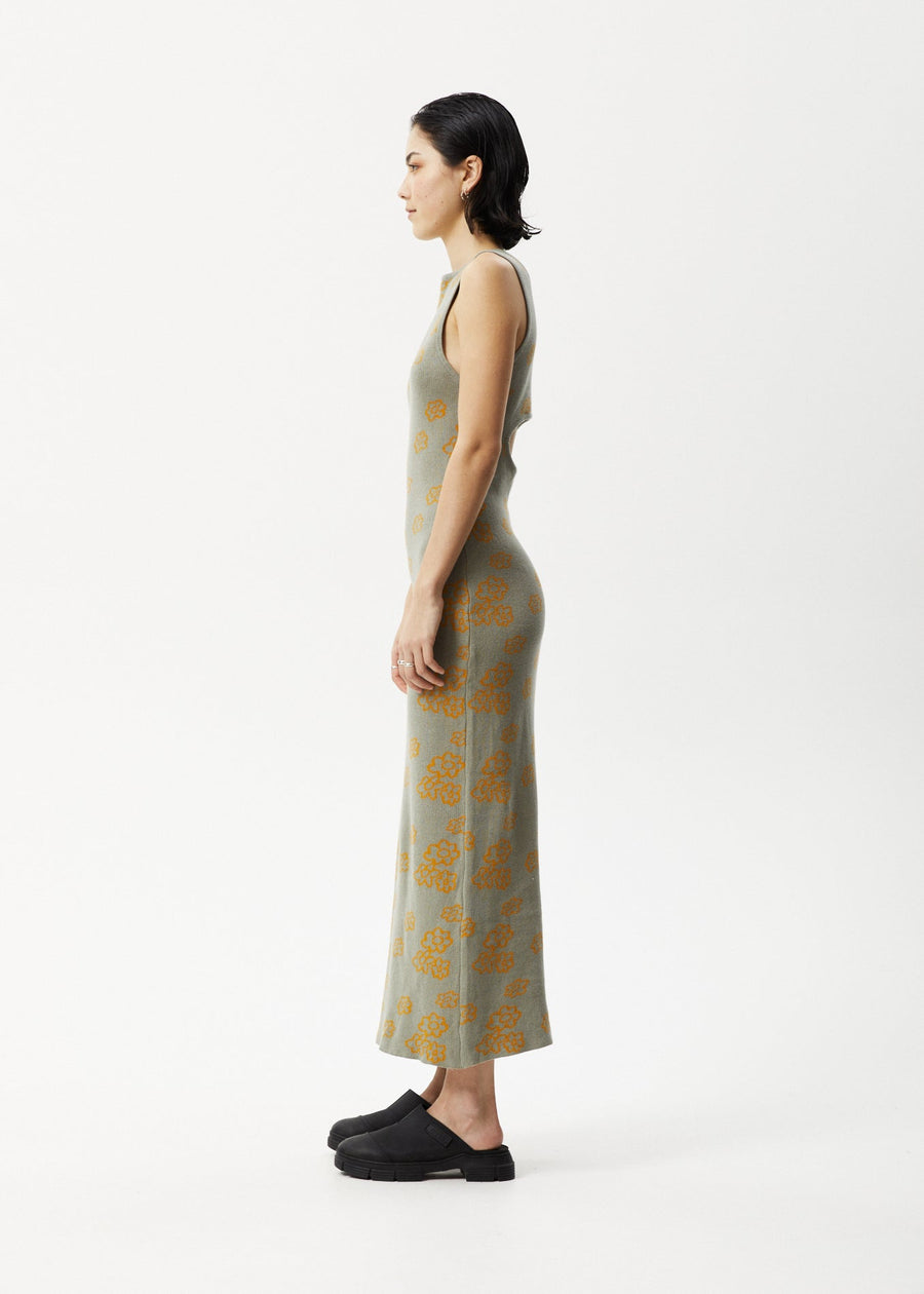 AFENDS Womens Clara - Knit Cut Out Maxi Dress - Olive 
