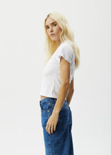 AFENDS Womens World - Baby Tee - White - Afends womens world   baby tee   white