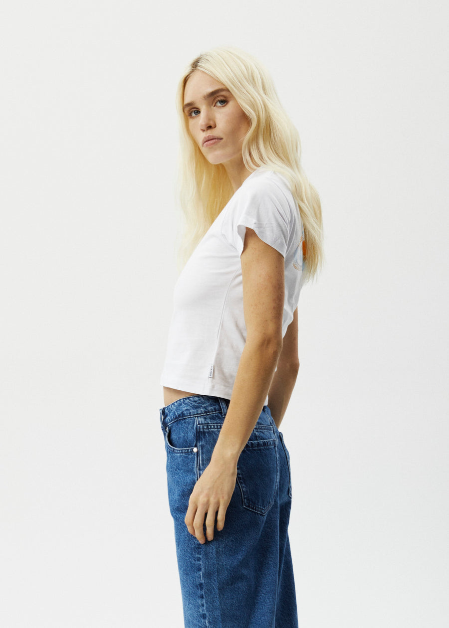 AFENDS Womens World - Baby Tee - White