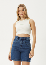AFENDS Womens Orchid - Cropped Singlet - Off White - Afends womens orchid   cropped singlet   off white 