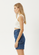 AFENDS Womens Orchid - Cropped Singlet - Off White - Afends womens orchid   cropped singlet   off white 