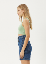 AFENDS Womens Orchid - Cropped Singlet - Pistachio - Afends womens orchid   cropped singlet   pistachio 