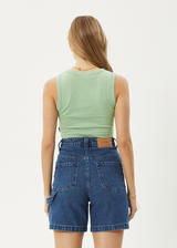 AFENDS Womens Orchid - Cropped Singlet - Pistachio - Afends womens orchid   cropped singlet   pistachio 
