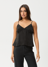 AFENDS Womens Gemma - Cupro Cami Top - Black - Afends womens gemma   cupro cami top   black
