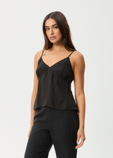 AFENDS Womens Gemma - Cupro Cami Top - Black - Afends womens gemma   cupro cami top   black