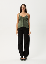 AFENDS Womens Gemma - Cupro Cami Top - Deep Green - Afends womens gemma   cupro cami top   deep green