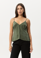 AFENDS Womens Gemma - Cupro Cami Top - Deep Green - Afends womens gemma   cupro cami top   deep green